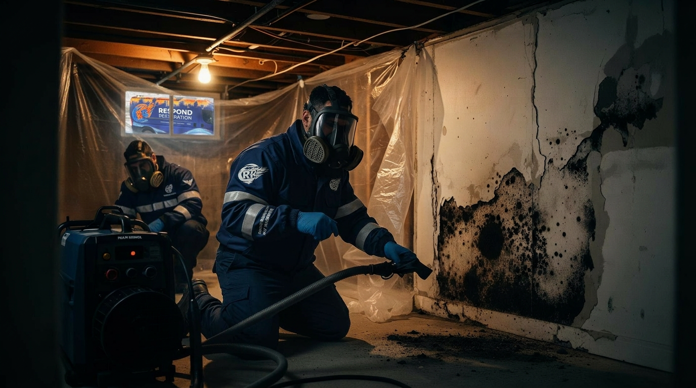 Mold remediation under HEPA containment