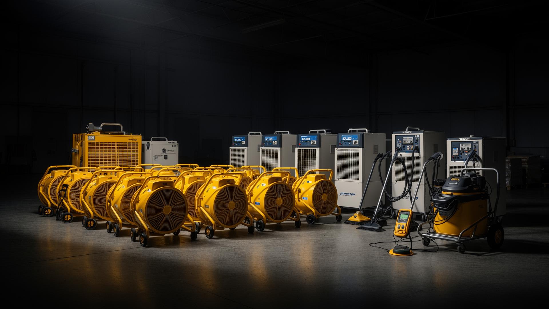 Industrial restoration equipment staged for deployment